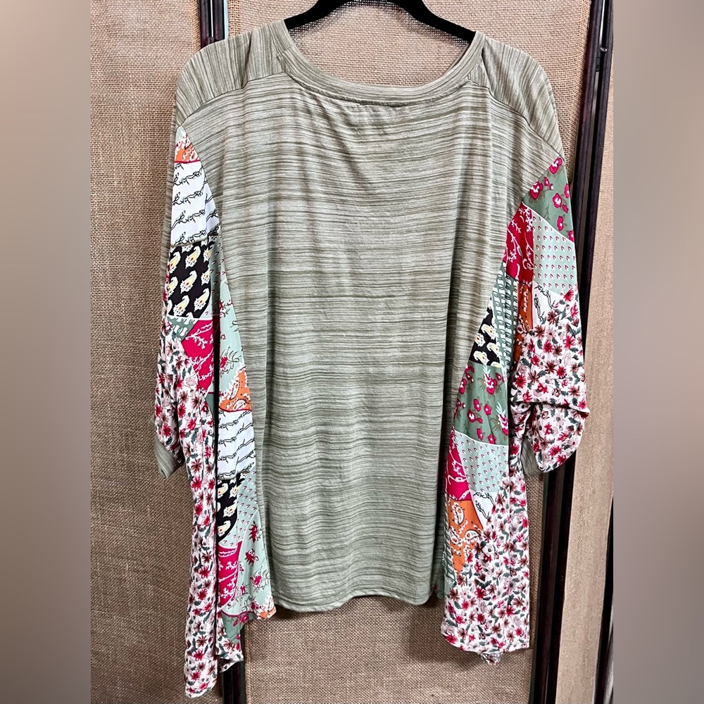 Boho Patchwork Patterned Sleeve Women Top - image 5